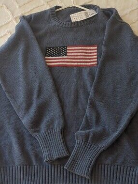 Brandy Melville Blue Crewneck Sweater with American Flag Patch